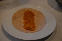 layer whole wheat tortillas with the smashed butternut squash..